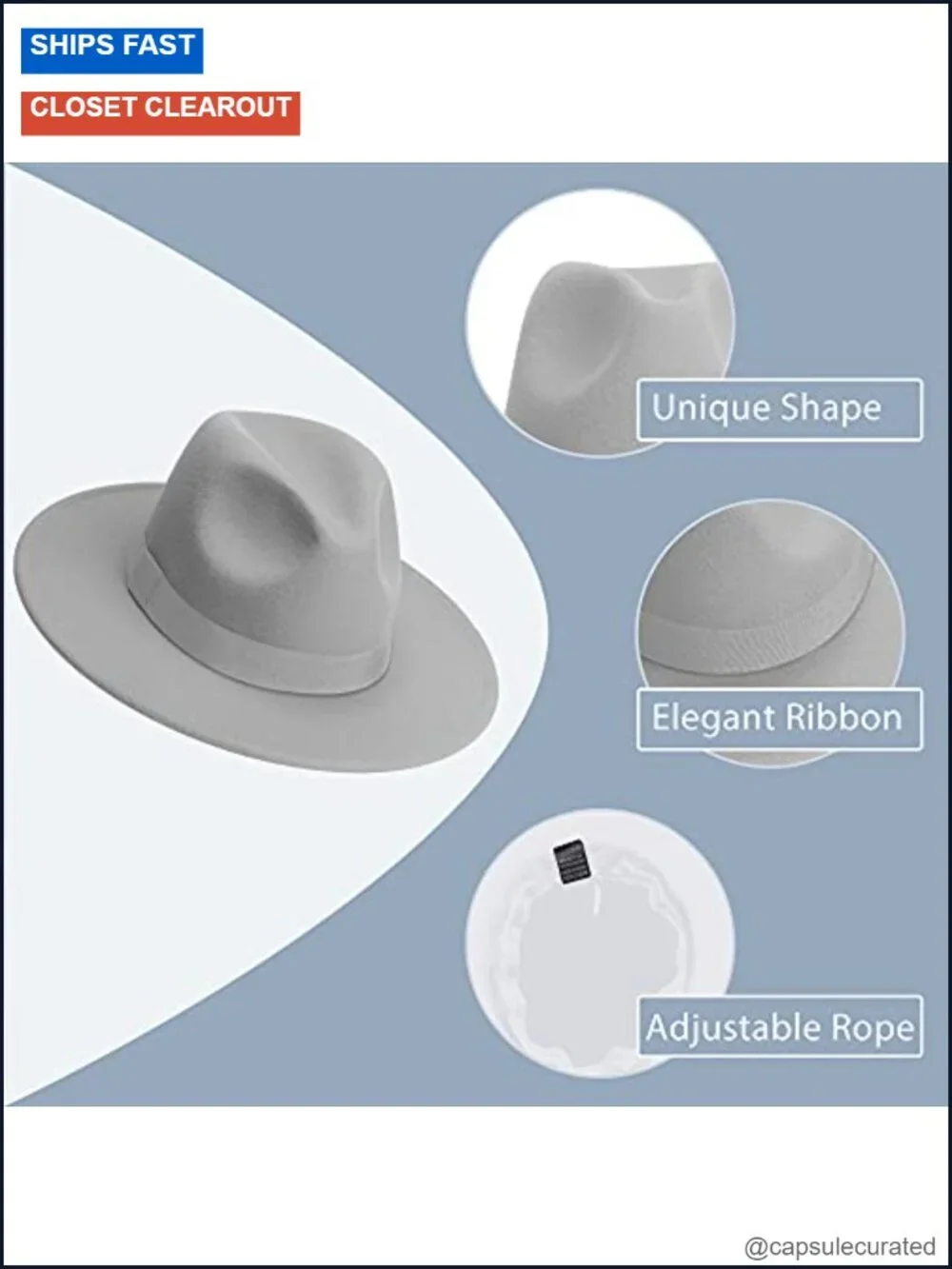Fedora Hat Wide Brim Cotton Polyester Adjustable Unisex
